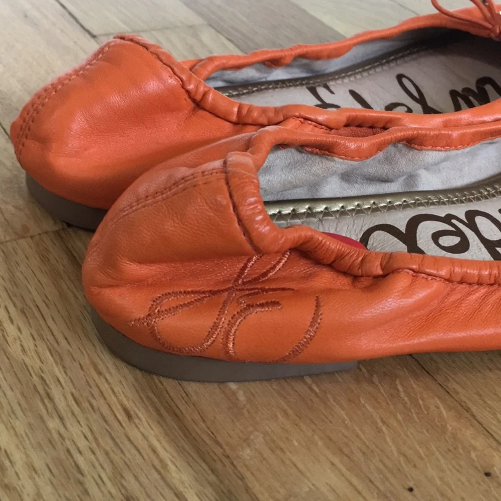 Sam Edelman Orange Leather Ballet Flats